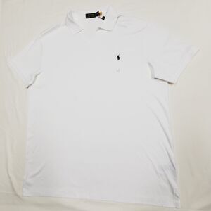 2XLT Big & Tall Polo Ralph Lauren White Johnny Collar Classic Fit Polo Shirt 54"